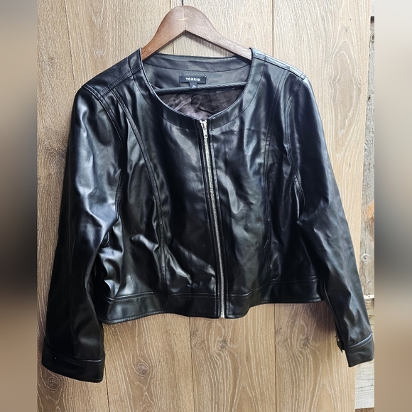 Torrid Classic Black Faux Leather Jacket Plus Size - Picture 1 of 3